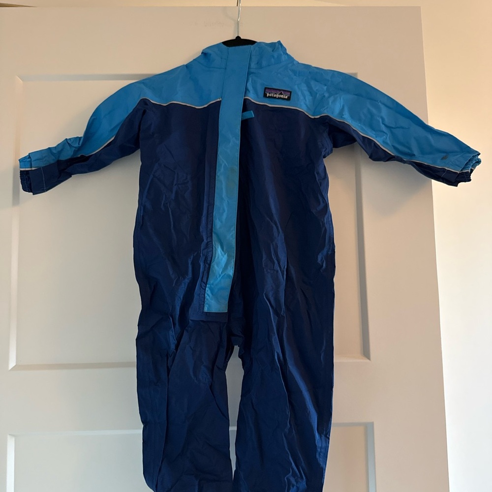 Patagonia Kids One-Piece Snowsuit in Navy and Light Blue